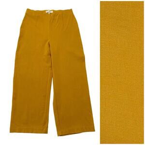 Autres Filles Wide Leg Cropped Knit Pants Womens S Yellow Work Office Spring